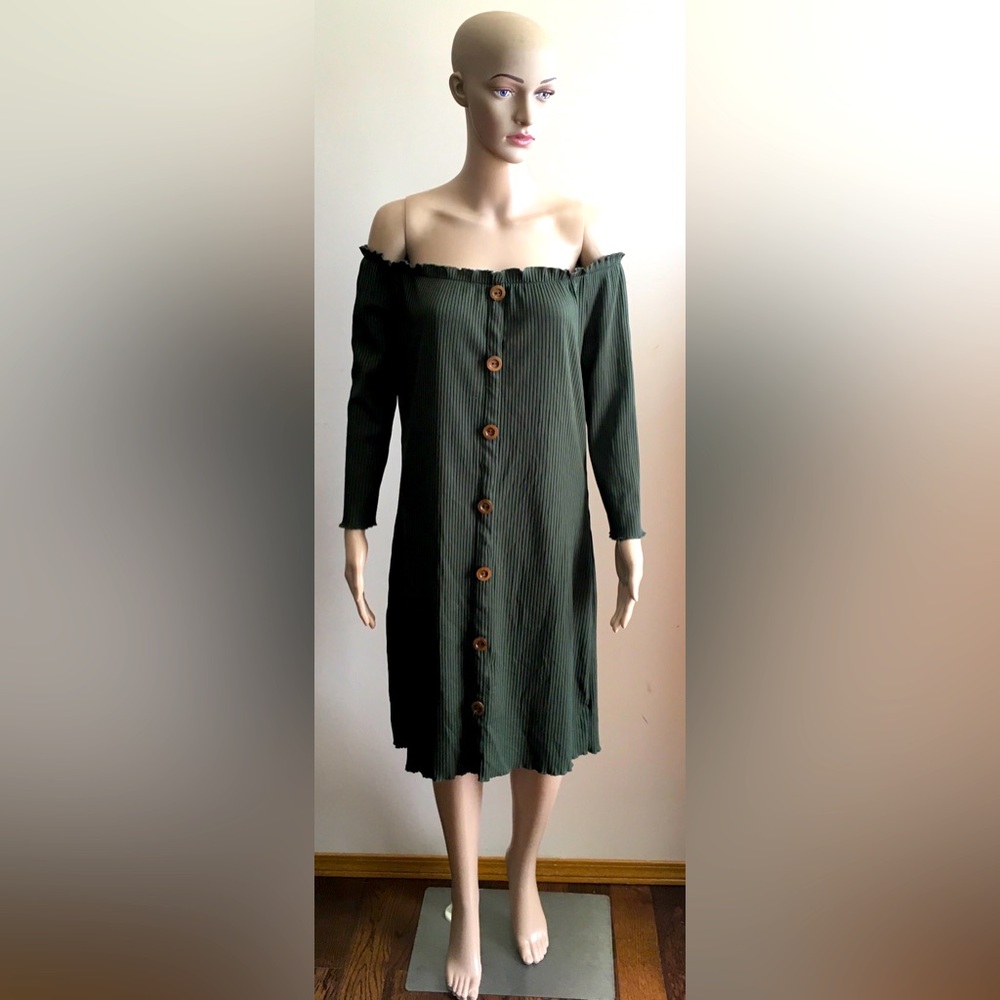 Forest Green Off-Shoulder Dress